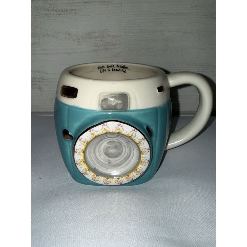 Natural Life ~Be In the Moment~ Camera Photography‎ Mug , Blue white. MINT